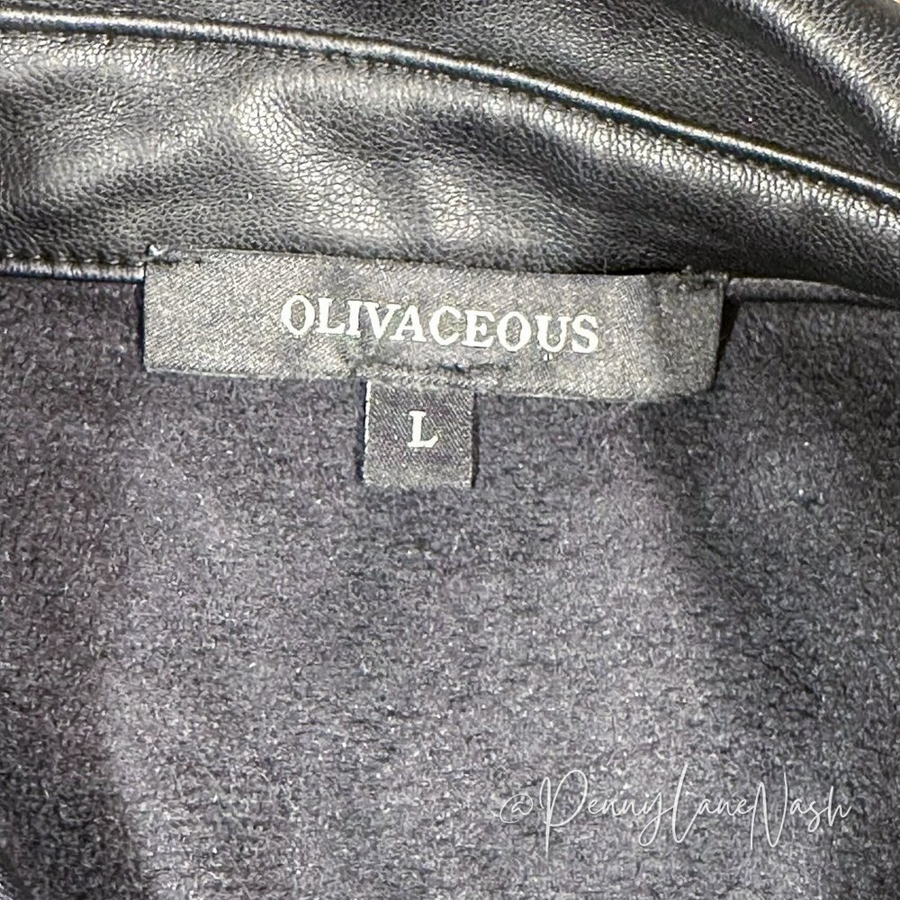 Olivacious Faux Leather Fringe Jacket Black Size Large - Picture 3 of 9